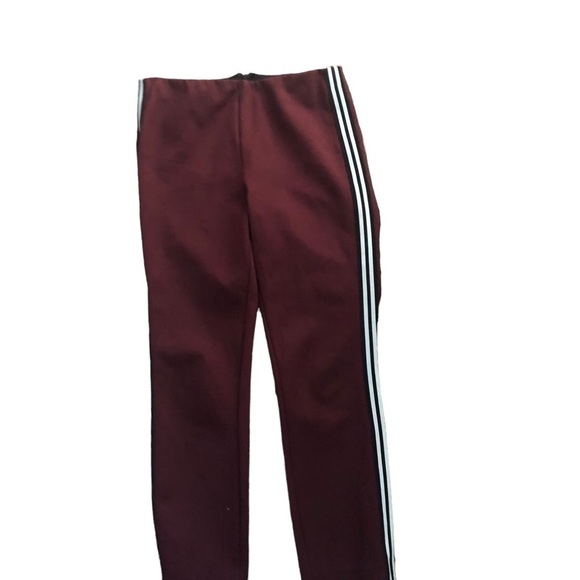 Rag & Bone Simone Cropped Ponte Pant Size 4 Burgundy Track Side Stripes Back Zip - Picture 3 of 7